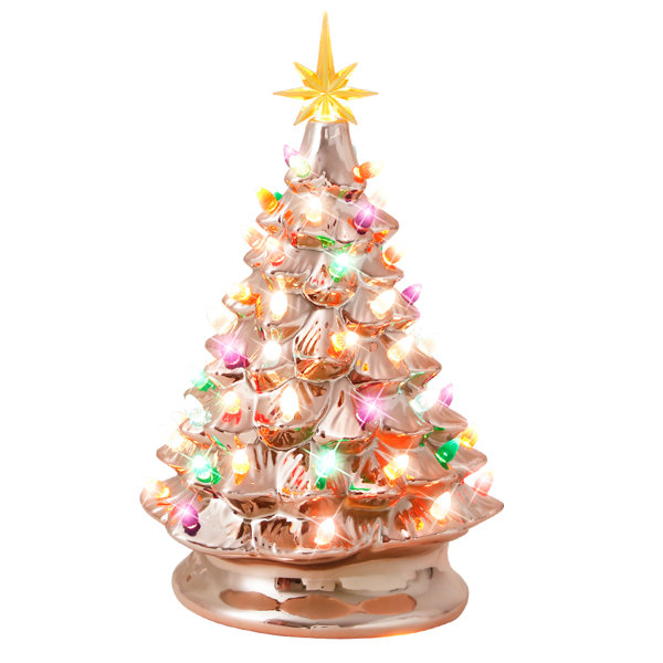 The Holiday Aisle® Ceramic Christmas Tree, Lighted Vintage Ceramic Tree